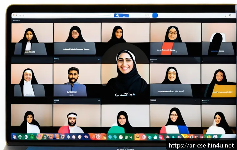 자기주도학습코치의 커뮤니티 관리 전략 - A vibrant virtual community meeting scene featuring diverse Arabic-speaking adults engaged in a dyna...